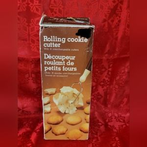 Vintage Rolling Cookie Cutter with 18 Interchangeable Cutters Shapes Christmas